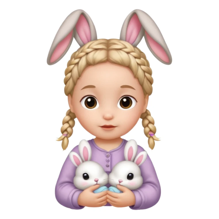 bunny ear accessory wearing baby braided hair sticker