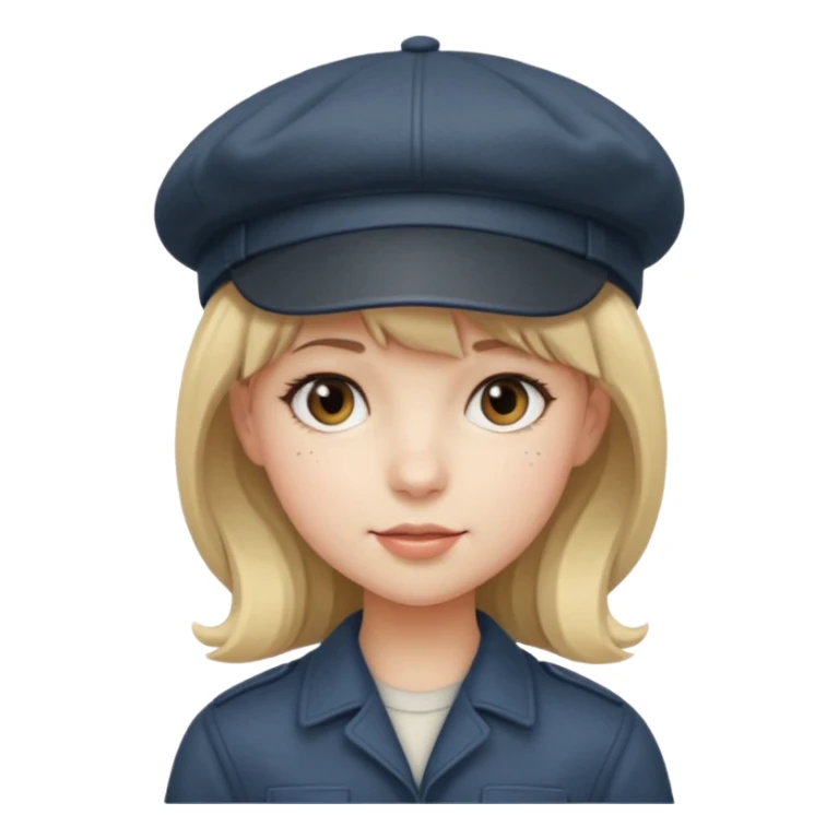 pinterst girl with heavy bang and newsboy cap on her hat sticker