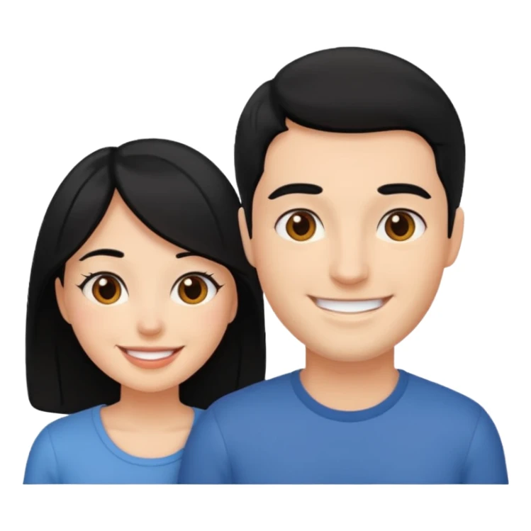 A couple with black hair and even skin smiling sticker