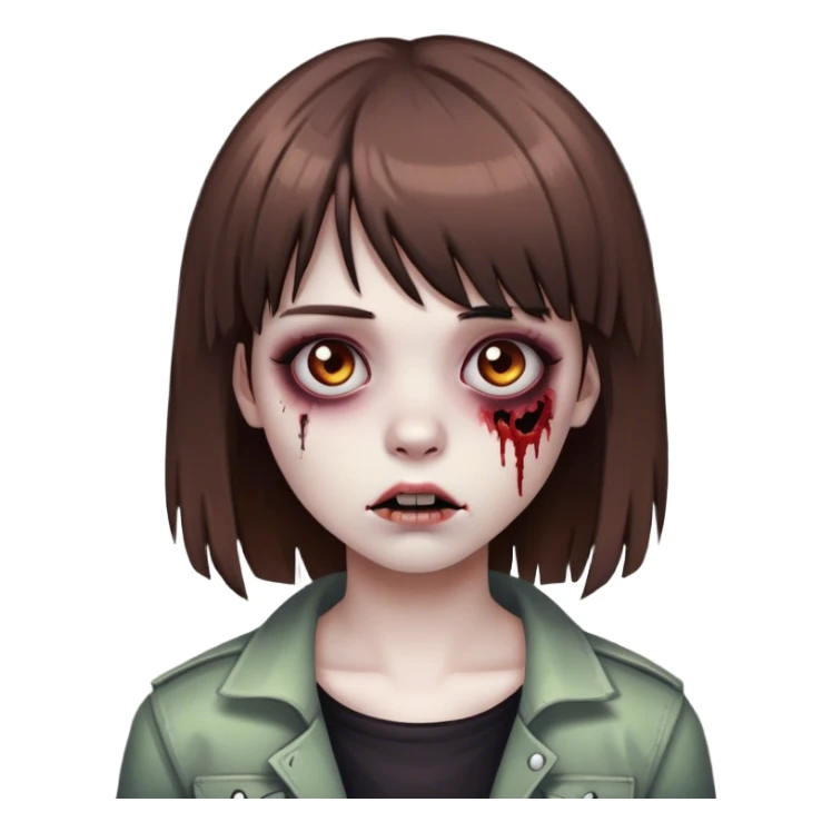 garota zumbi de cabelo castanho e franjinha emo  sticker