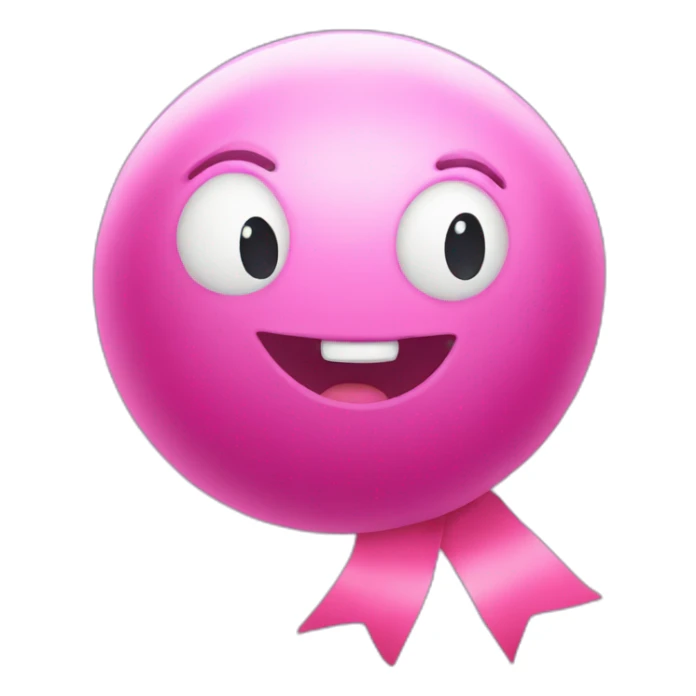 pink ball character without mouth and big ribbon sticker