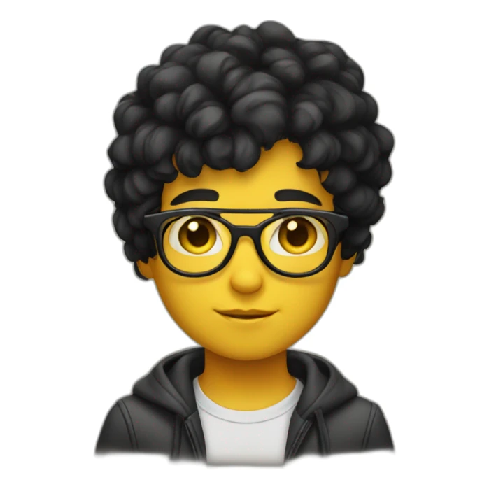 boy with yellow tinted glasses and combed black hair  sticker