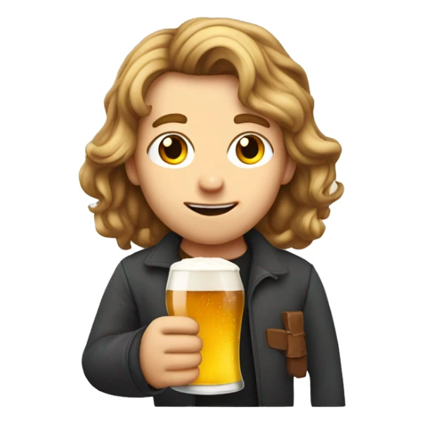 Ein Junge mit hellbraunen Haaren und Ziegenbart mit Bier in der Hand  sticker