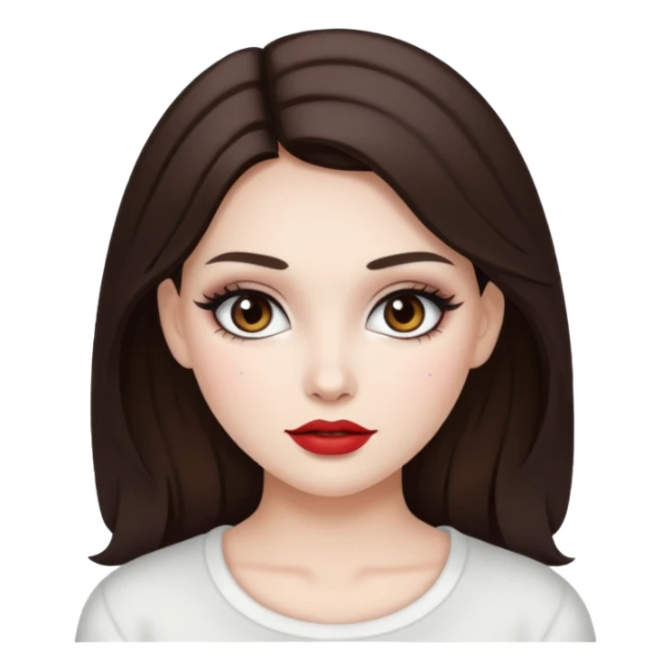 Brunette white skin girl with makeup sticker