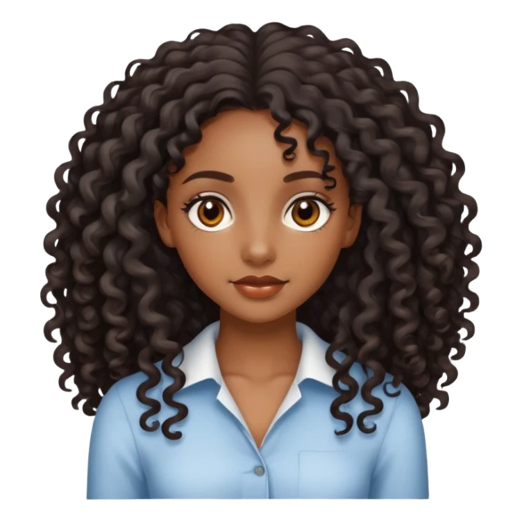 pretty black girl with long curly hair sticker