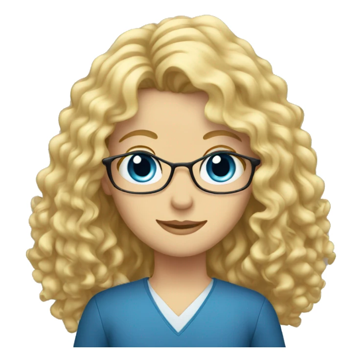 Long hair, curly, blonde, blue eyed, white, teacher sticker