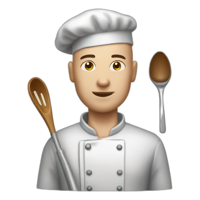 Canteen staff nice but annoying enrobed bald with ladle sticker