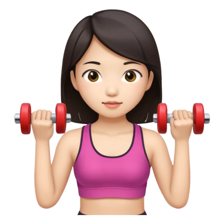 Asian girl exercising with small dumbbells sticker