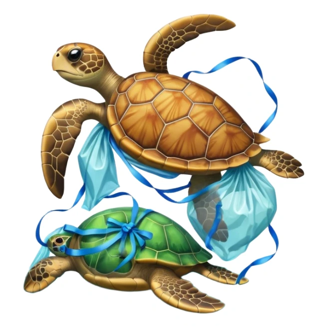 Sea turtle stuck in a plastic bag and other garbage  sticker