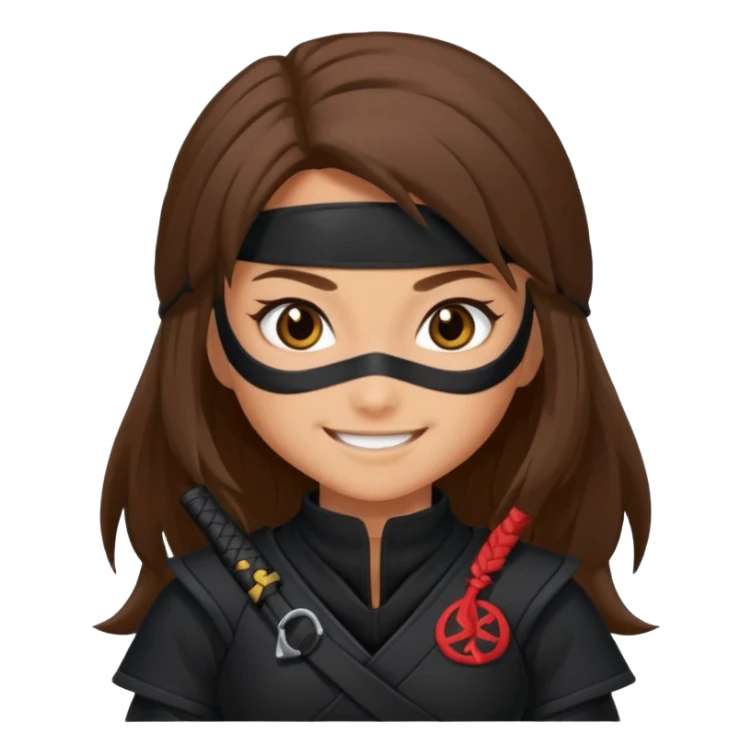 i need girl ninja smile with long brown hair sticker
