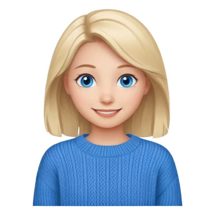 smiling girl in sweater, has blue eyes sticker