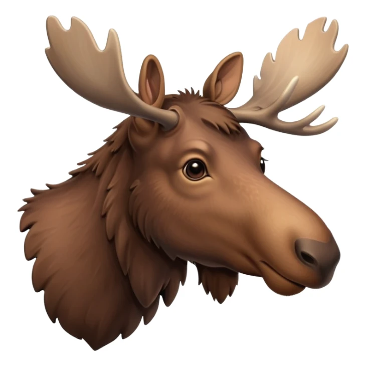 A high-resolution digital illustration of a young moose in a clean, semi-realistic style. The young moose is shown facing sideways head tilted  sticker