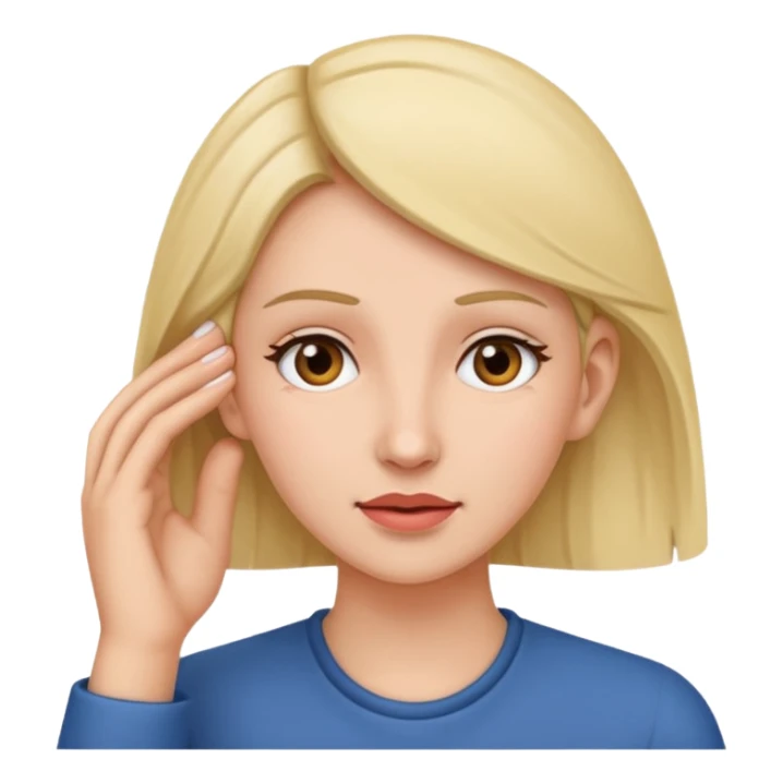 Woman holding her ear out because she can’t hear sticker