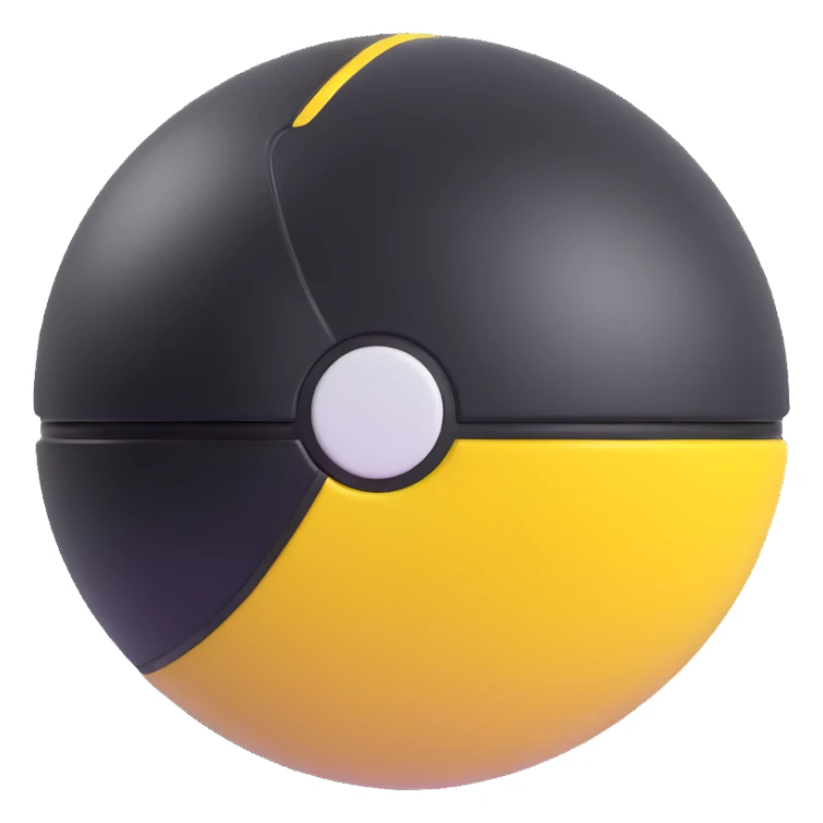 Ultra Ball from Pokemon, black and yellow top half, white bottom half sticker