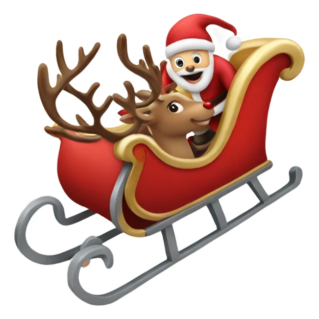 Sleigh with reindeer and Santa flying sticker