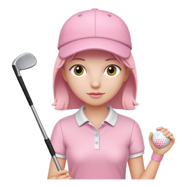 person with light pink outfit and golf club sticker