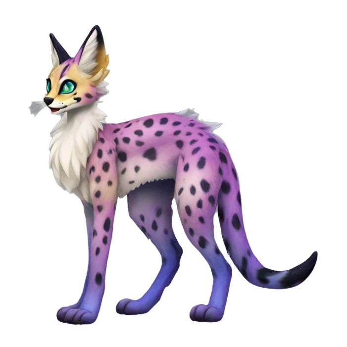 Epic Edgy Colorful ethereal eldritch Sergal-Serval-Fionbri full body sticker