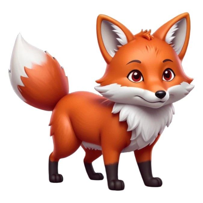 cinematic-noble [fox]-realistic-full-body-standing on all fours-emoji,-tail-tucked-close,-head-tilted-dramatically,-fox-[red]-fur,-simplified-yet-realistic-focused-features,-highly-detailed,-glowing-with-an-almost-sarcastic-glow  expressive eyes sticker