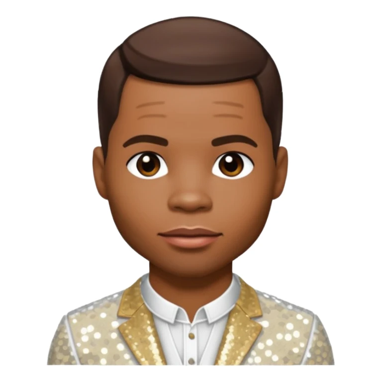 Kirk Franklin with dark brown hair, white sequin outfit  sticker