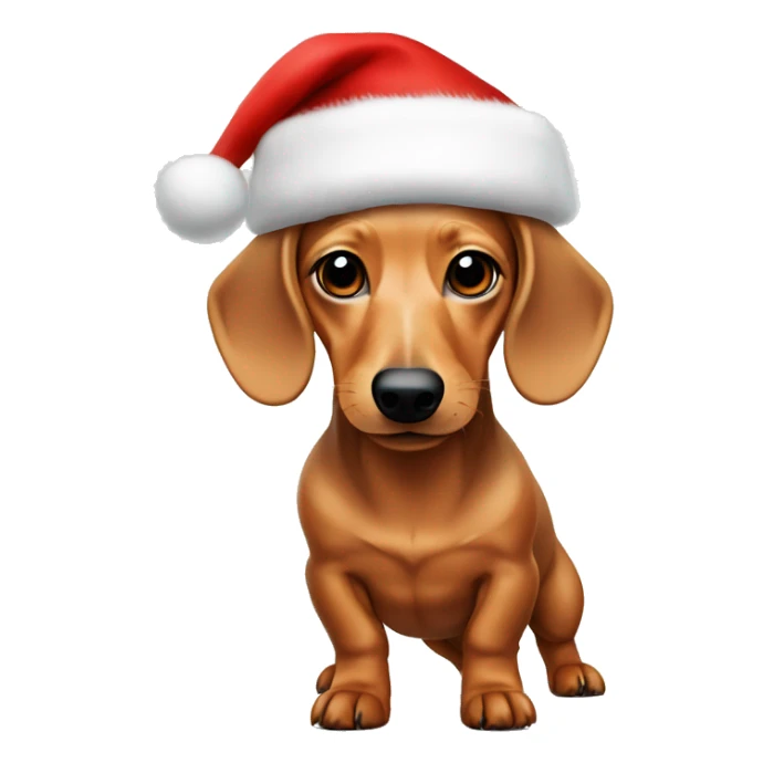Blonde dachshund with a Santa hat on sticker