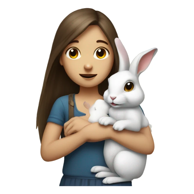 а rabbit holding a hazelnut with a white skin brunnete girl sticker