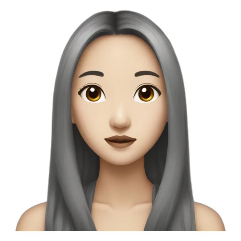aesthetic asian woman long hair sticker