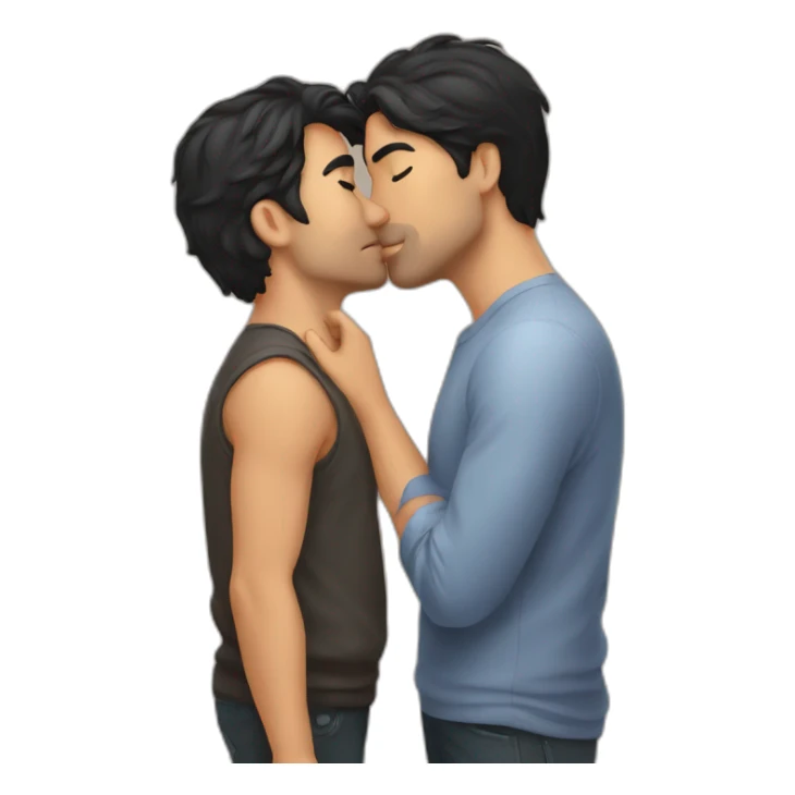 two dark hair man kissing sticker