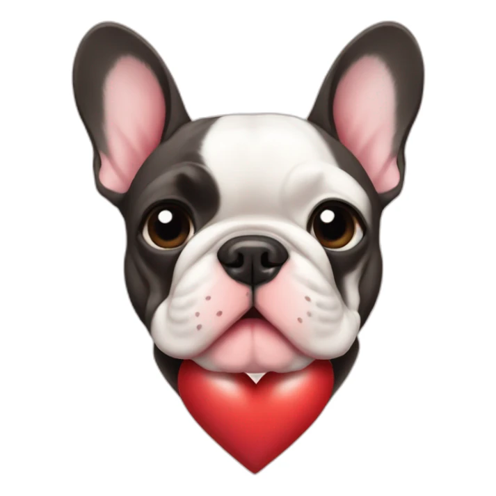 a French bulldog that makes a heart sticker