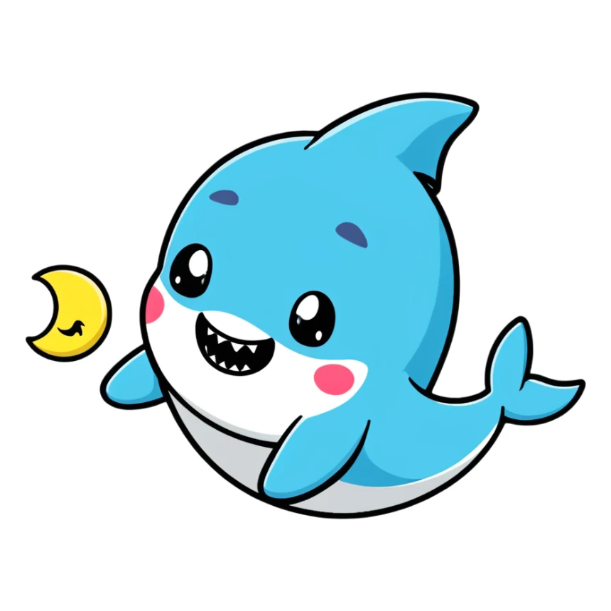 Baby shark on the moon sticker