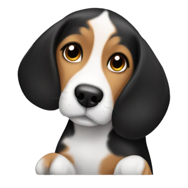 A beagle dog cuddling a black haired girl sticker
