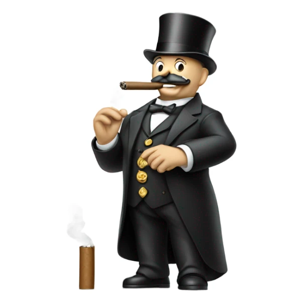 monopoly man with a chain and smoking a cigar sticker