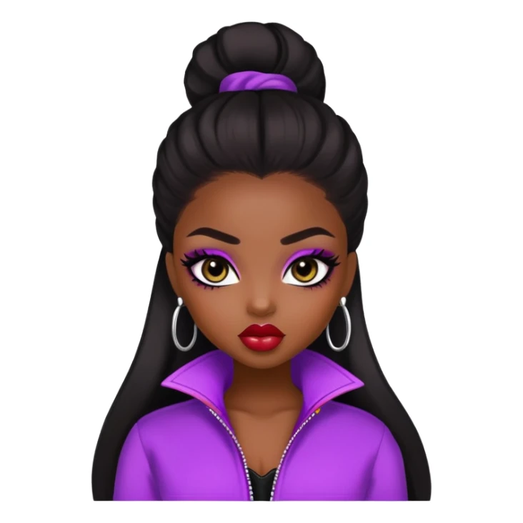 arabian, pretty lips, clothes, dark skin,  dark bl, pretty bratz baddie, black eyeliner sticker