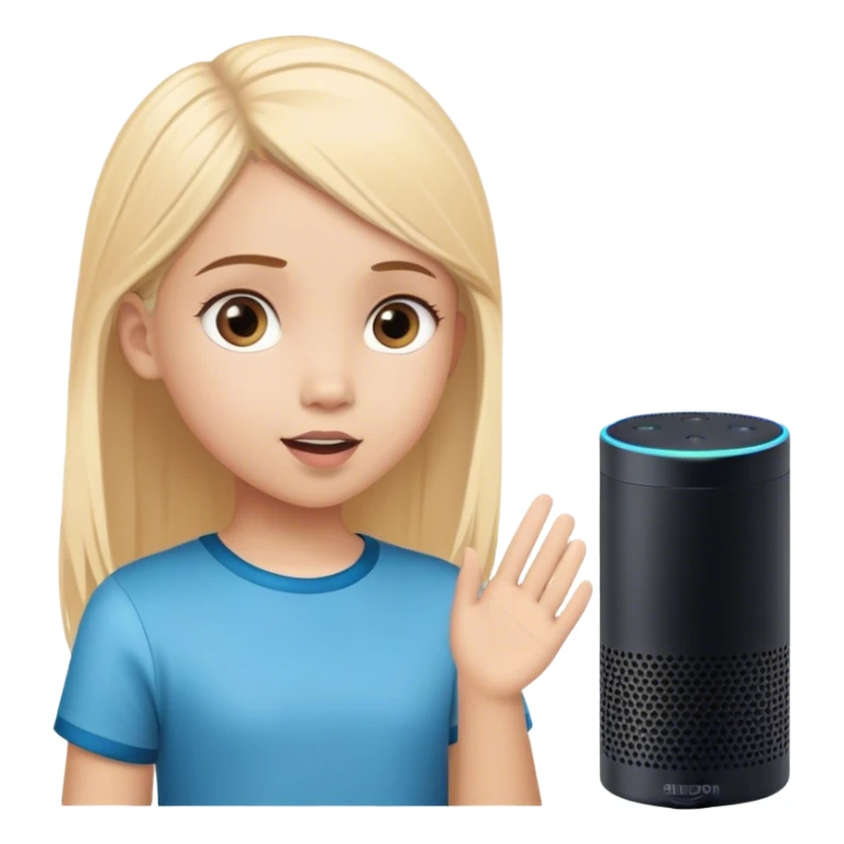 a girl child is talking to a amazon alexa sticker