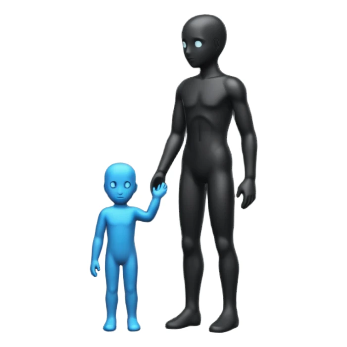 silhouette of a small figure growing into a tall one sticker