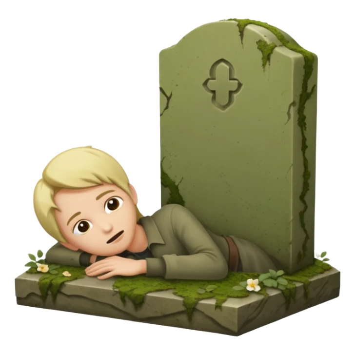 a show of a person falling on a gravestone sticker