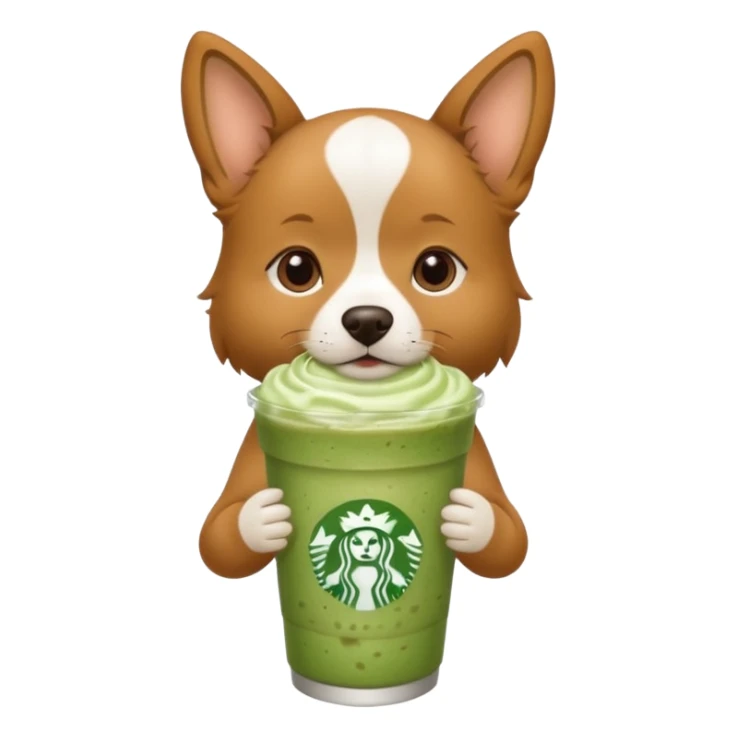 Ah dog who is holding a iced matcha latte sticker
