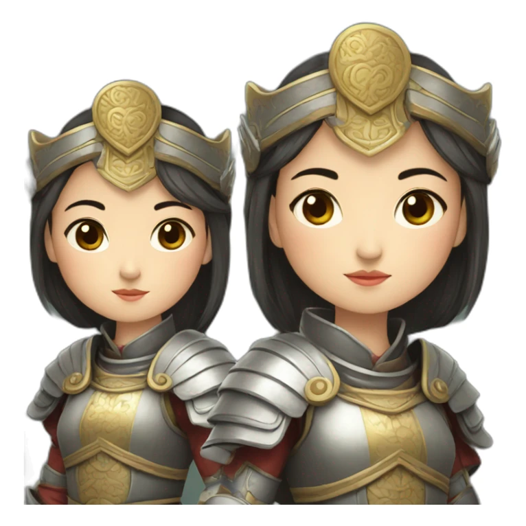 a girl from medieval China in beautiful armor and cartoon style sticker