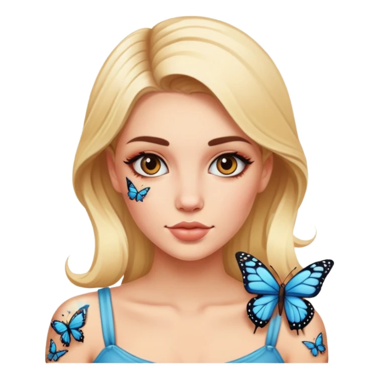Blonde woman with butterfly tattoo  sticker