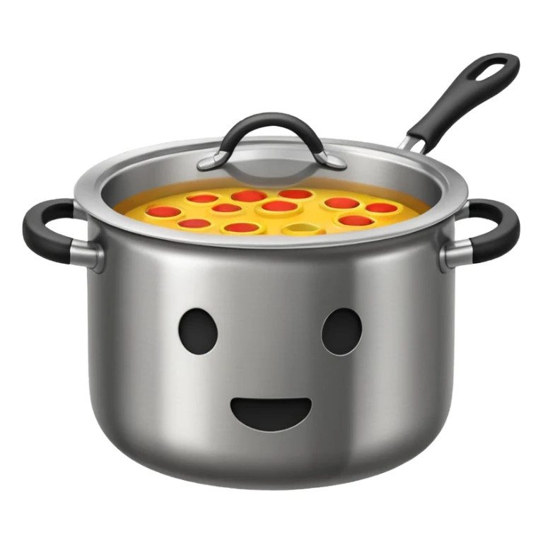 Pişirme Tenceresi, digital art emoji style, with clean lines, no face on objects, white background sticker