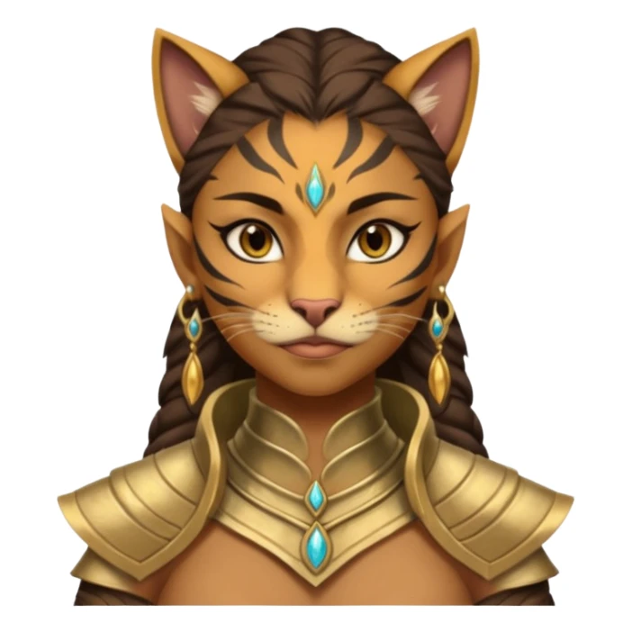 ESO female khajiit warrior with lashes and earrings sticker