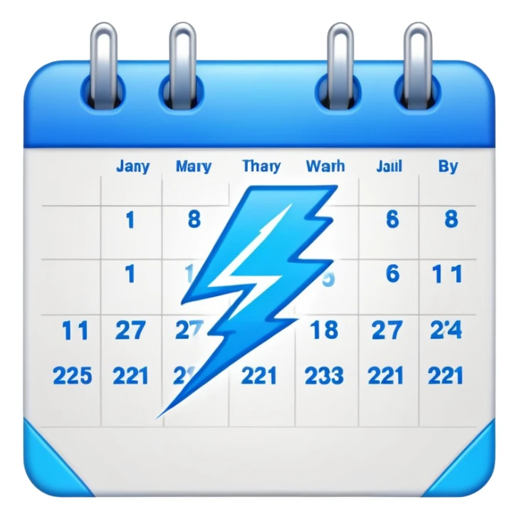 Calendar with two clashing lightning bolts sticker
