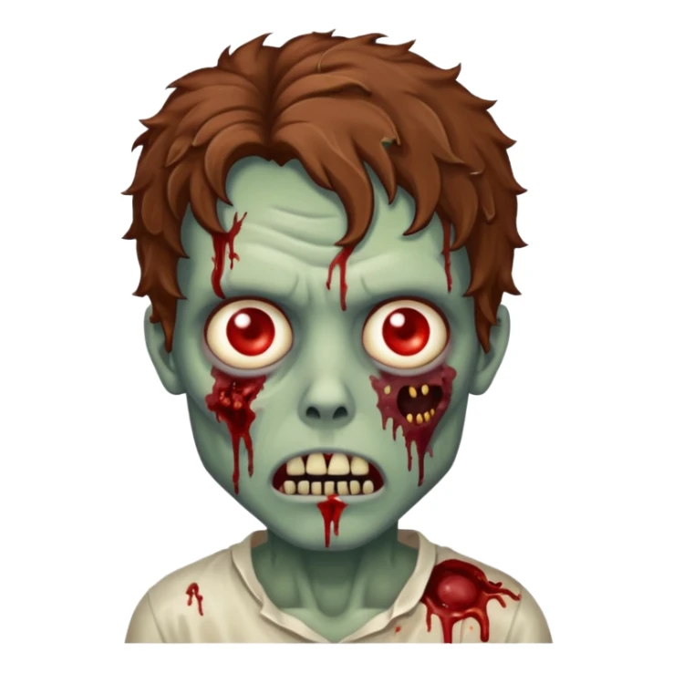 Zombie with lil bit curly medium brown hair  sticker