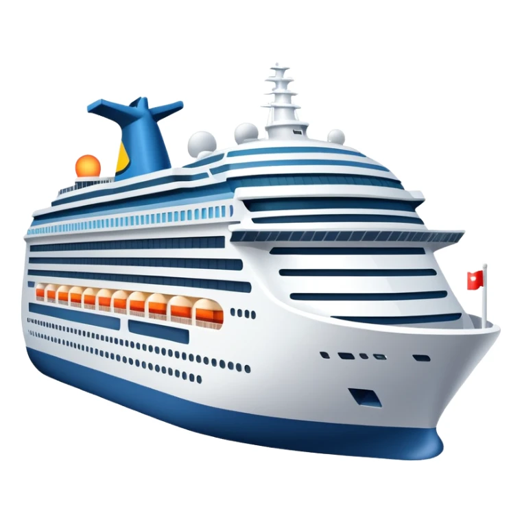 Illustrate a passenger cruise ship with multiple decks & glowing lights. sticker