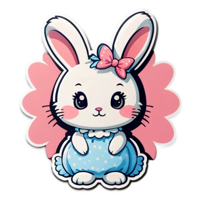 Cute feminine bunny with long eyelashes sticker