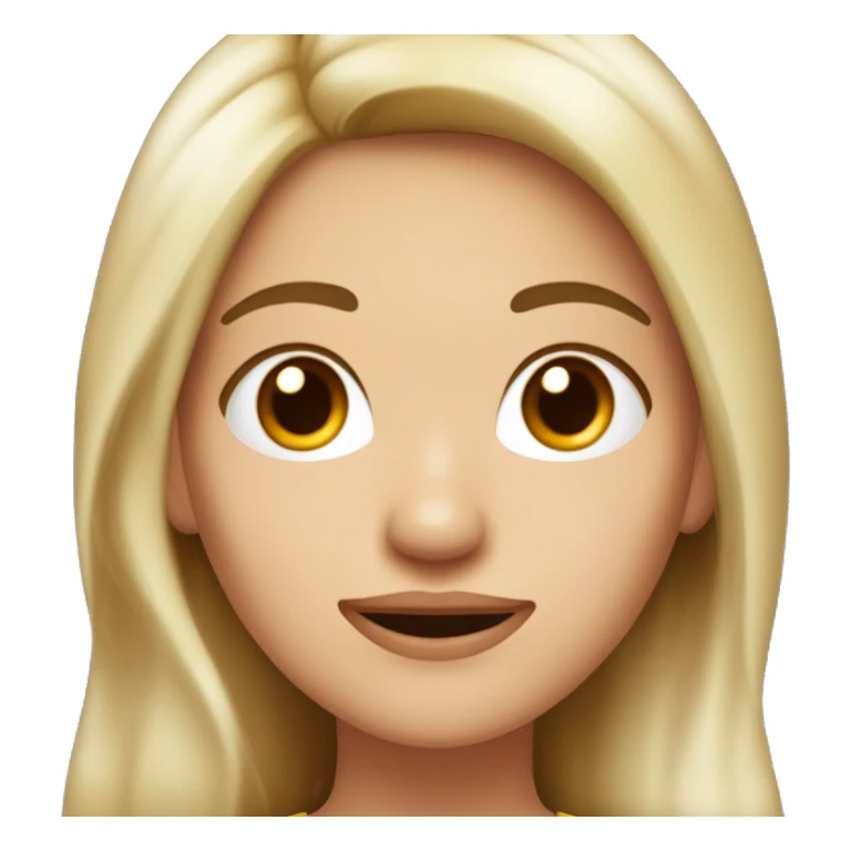 mujer blanca con el pelo rojo oscuro y lacio. Con cejas tupidas. Con brackets en los dientes.  Con color de ojos marrón claro sticker