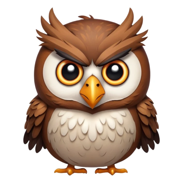 Angry Birds style owl, round body, expressive angry eyes sticker