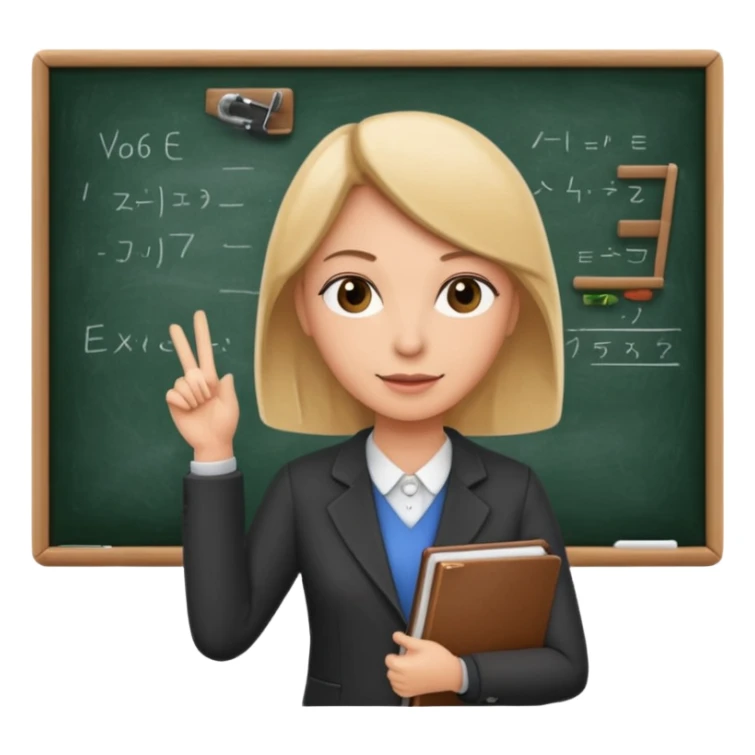 a classroom with a teacher and blackboard sticker