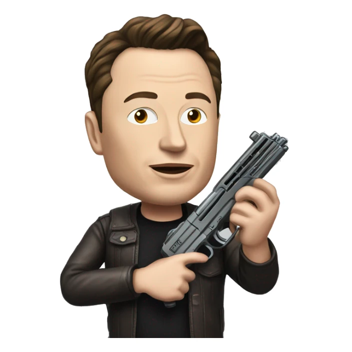 elon musk with realistic toygun to viewer sticker