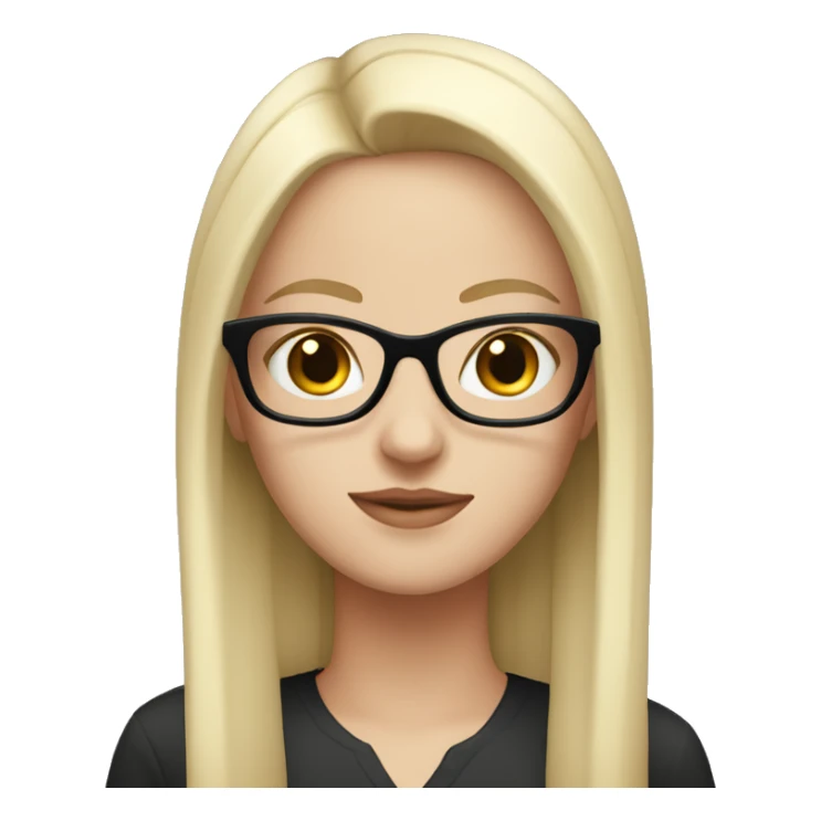 White girl with straight black hair, wearing eyeglasses  sticker
