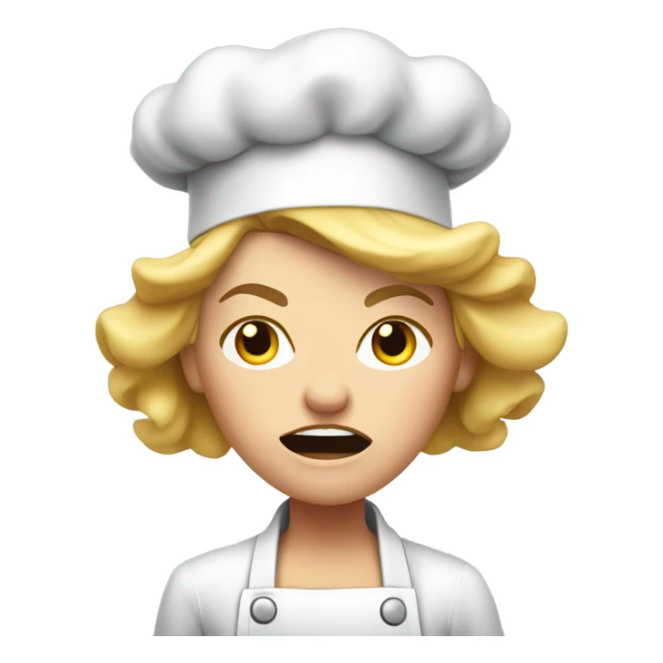 Red faced mad female chef with blonde hair sticker